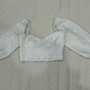 Wilfred White Puff Sleeve Crop Top